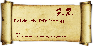 Fridrich Rázsony névjegykártya